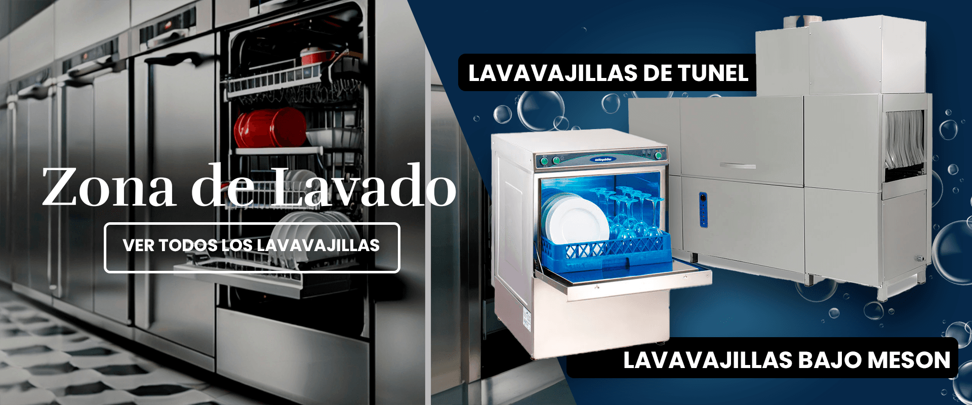 Zona de lavado y lavavajillas industriales Cazati